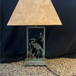 Dennis East Die Cut Green Patina Heron Lamp